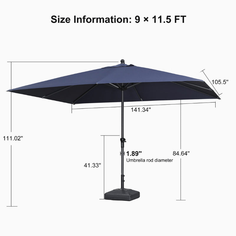 PURPLE LEAF Aluminum Patio Table Umbrella Heavy Duty Market Umbrella with Base