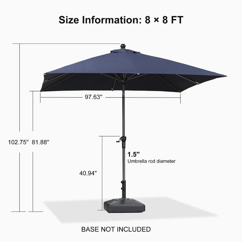 PURPLE LEAF Crank and Tilt Table Umbrella Outdoor Patio Market Umbrella with Visible Hand Crank System
