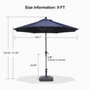 PURPLE LEAF Round Tilting Patio Umbrella with Base, Milan Porch Table Umbrella