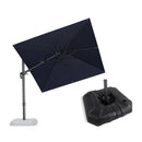 PURPLE LEAF Lateral Tilt Patio Umbrella with Base, 360° Swivel Cantilever Umbrella with Stand