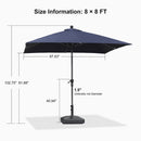 PURPLE LEAF Crank and Tilt Rectangular Outdoor Patio Market Umbrella with Base