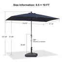 PURPLE LEAF Crank and Tilt Rectangular Outdoor Patio Market Umbrella with Base