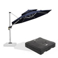 PURPLE LEAF Double Top Cantilever Patio Umbrella with Navy Blue Canopy and Black Base