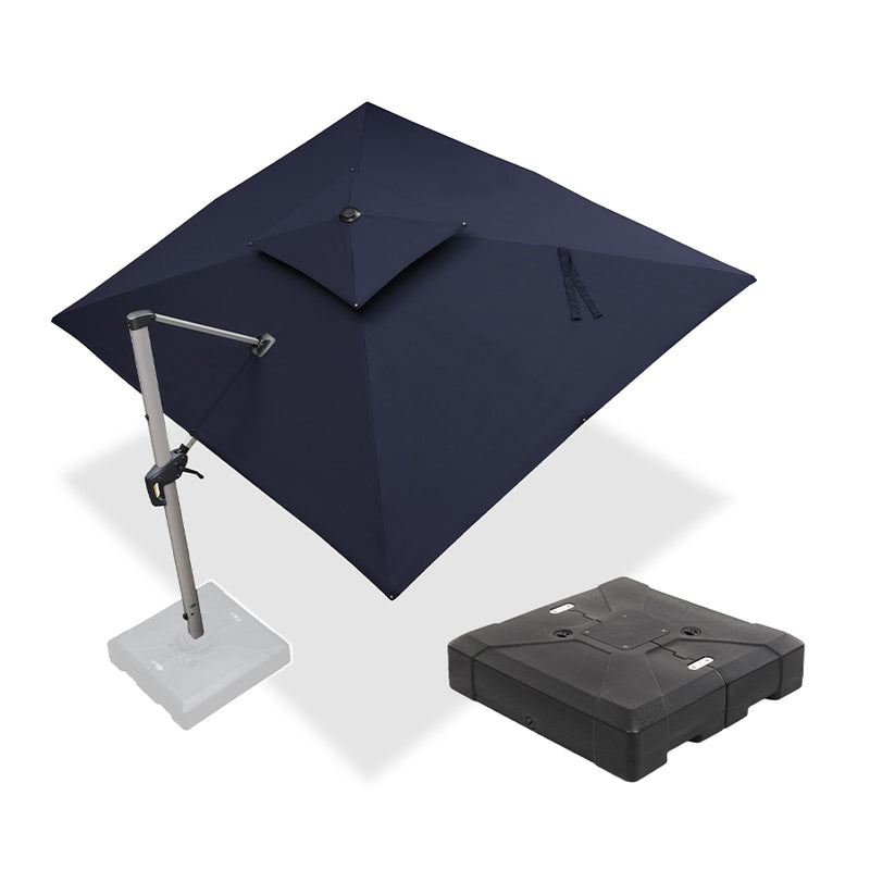 PURPLE LEAF Rectangular Large Outdoor Cantilever Umbrella With Base for Garden, Pool