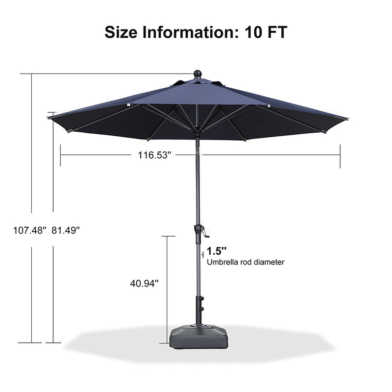 PURPLE LEAF Crank and Tilt Rectangular Outdoor Patio Market Umbrella with Base