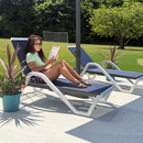 PURPLE LEAF Patio Chaise Lounge Plastic Pool Outdoor Lounge Chair with Aluminum Frame Stackable Patio Tanning Chairs for Poolside Sunbathing Beach Deck Yard