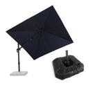 PURPLE LEAF Lateral Tilt Patio Umbrella with Base, 360° Swivel Cantilever Umbrella with Stand