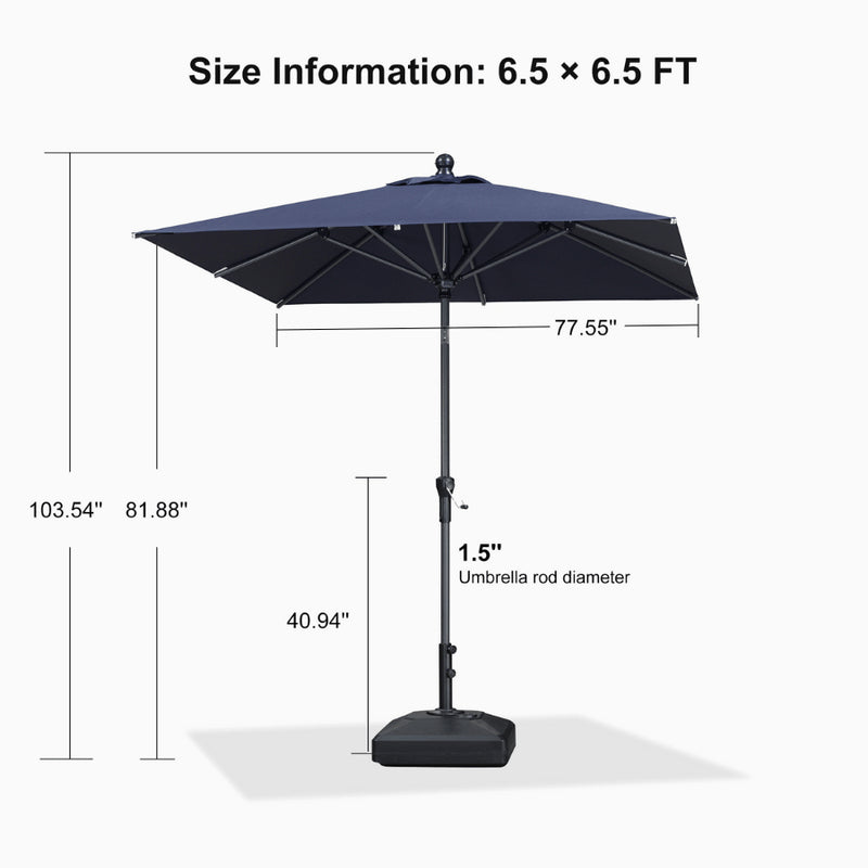 PURPLE LEAF Crank and Tilt Rectangular Outdoor Patio Market Umbrella with Base