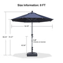 PURPLE LEAF Round Tilting Patio Umbrella with Base, Milan Porch Table Umbrella