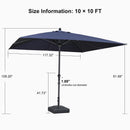 PURPLE LEAF Aluminum Patio Table Umbrella Heavy Duty Market Umbrella with Base