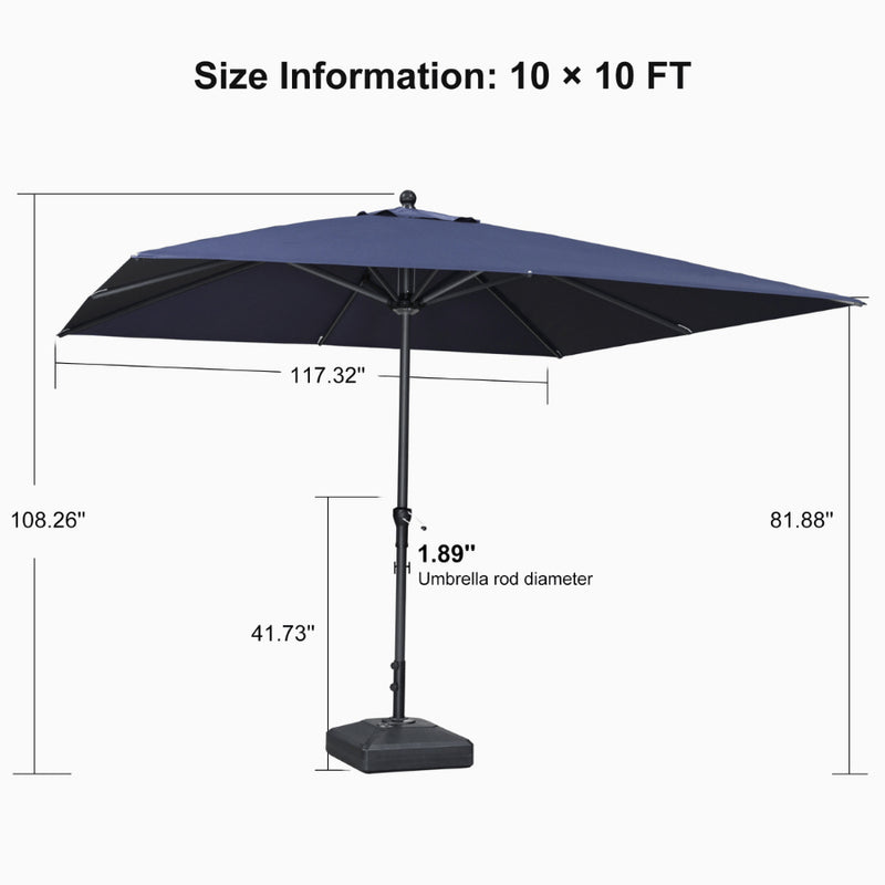 PURPLE LEAF Aluminum Patio Table Umbrella Heavy Duty Market Umbrella with Base