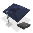 PURPLE LEAF Rectangular Large Outdoor Cantilever Umbrella With Base for Garden, Pool