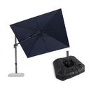 PURPLE LEAF Lateral Tilt Patio Umbrella with Base, 360° Swivel Cantilever Umbrella with Stand