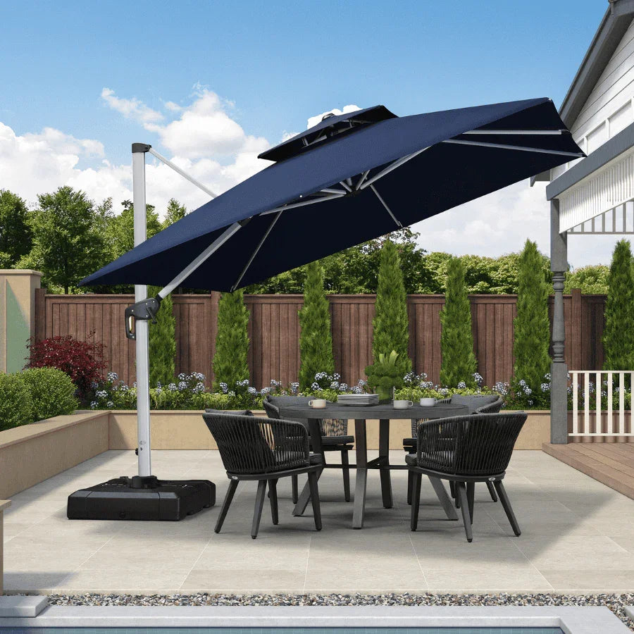 blue square patio umbrella canvas offset Patio Square Umbrella