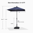 PURPLE LEAF Crank and Tilt Rectangular Outdoor Patio Market Umbrella with Base