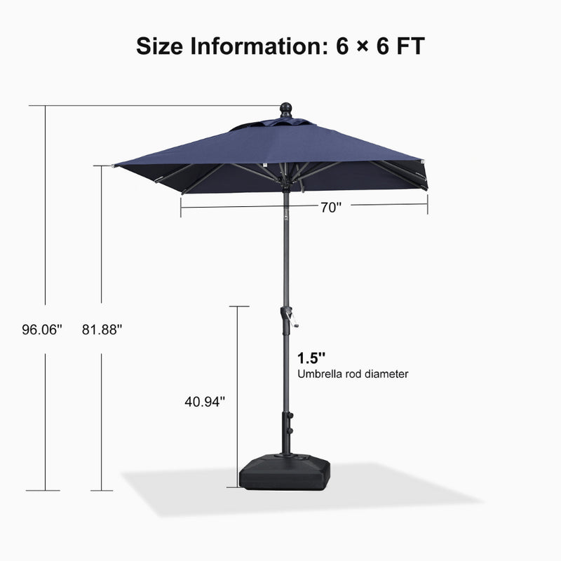 PURPLE LEAF Crank and Tilt Square Patio Table Umbrella with Base for Garden Porch