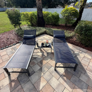 PURPLE LEAF Outdoor Lounge Chair Patio Chaise Pool Lounger Aluminum Frame with Side Table and Wheels for Outside Sunbathing Tanning Recliner Including Pillows