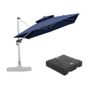 PURPLE LEAF Large Square Patio Cantilever Umbrella With Base for Garden Pool Porch