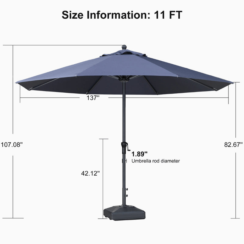 PURPLE LEAF Aluminum Patio Table Umbrella Heavy Duty Market Umbrella with Base