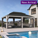 PURPLE LEAF White Modern Patio Gazebo with Double Galvanized Steel Roof and Upgrade Curtains. New Arrival.