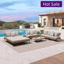 PURPLE LEAF Melben light grey modular outdoor sectional for flexible patio seating.