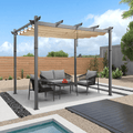 Outdoor Retractable Metal Pergola with Sun Shade Canopy-Purple Leaf Garden