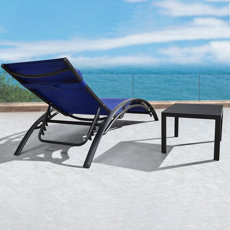 OPEN BOX I PURPLE LEAF Patio Chaise Lounge Set Outdoor Beach Pool Sunbathing Lawn Lounger Recliner Chair Outside Chairs with Side Table Included - Purple Leaf Garden