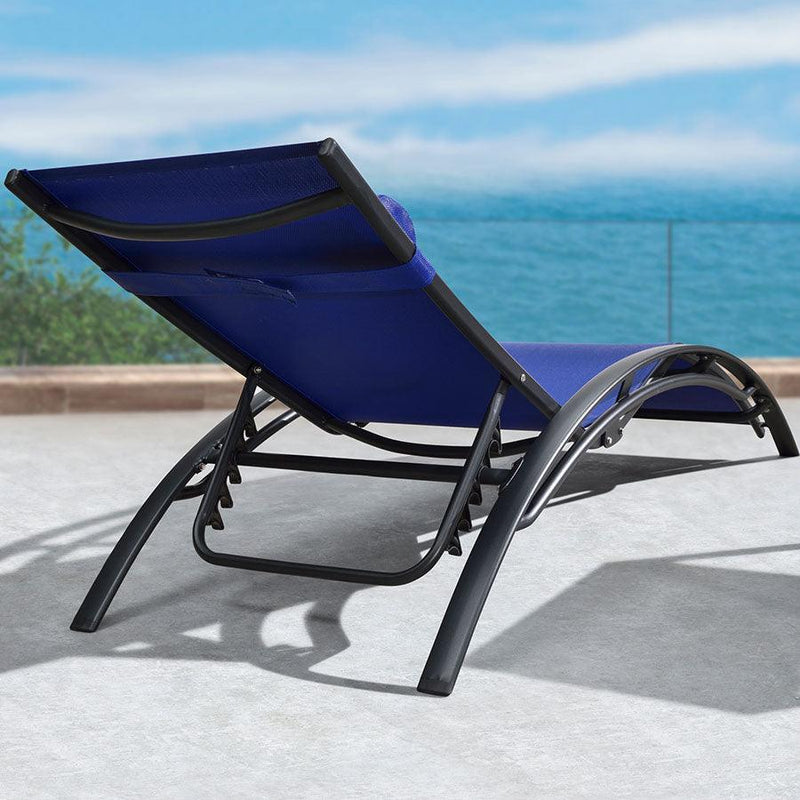 OPEN BOX I PURPLE LEAF Patio Chaise Lounge Set Outdoor Beach Pool Sunbathing Lawn Lounger Recliner Chair Outside Chairs with Side Table Included - Purple Leaf Garden