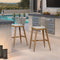 PURPLE LEAF Outdoor Bar Stool Set of 2 Modern Rattan Bar Chairs with Woven Rope Back Wicker Patio Barstools for Indoor Kitchen Garden