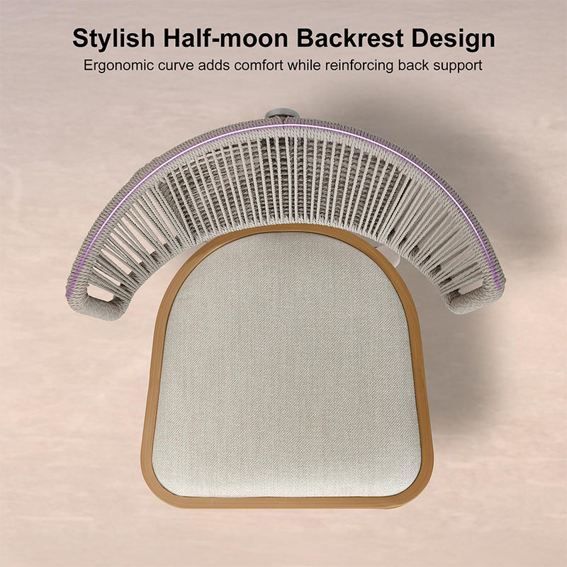 PURPLE LEAF Outdoor Bar Stool Set of 2 Modern Rattan Bar Chairs with Woven Rope Back Wicker Patio Barstools for Indoor Kitchen Garden