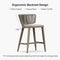 PURPLE LEAF Outdoor Bar Stool Set of 2 Modern Rattan Bar Chairs with Woven Rope Back Wicker Patio Barstools for Indoor Kitchen Garden