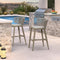 Outdoor bar stools set, woven rope back and cushioned seat, patio furniture