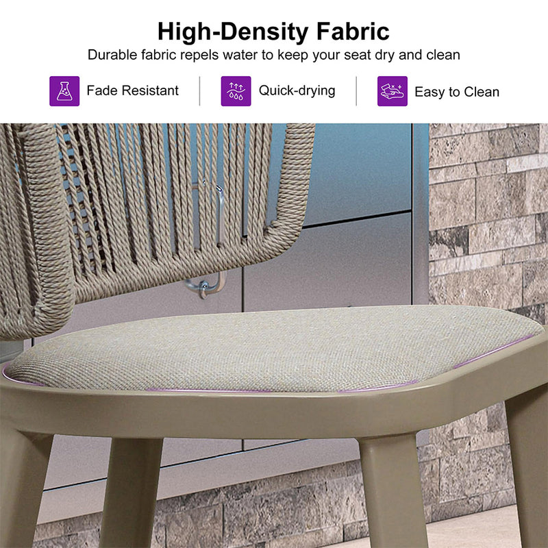 PURPLE LEAF Outdoor Bar Stool Set of 2 Modern Rattan Bar Chairs with Woven Rope Back Wicker Patio Barstools for Indoor Kitchen Garden