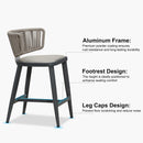 PURPLE LEAF Outdoor Bar Stool Set of 2 Modern Rattan Bar Chairs with Woven Rope Back Wicker Patio Barstools for Indoor Kitchen Garden