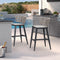 Modern outdoor bar stools set of 2 with woven rope back and cushioned seat, patio furniture