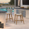 PURPLE LEAF Outdoor Bar Stool Set of 2 Modern Rattan Bar Chairs with Woven Rope Back Wicker Patio Barstools for Indoor Kitchen Garden