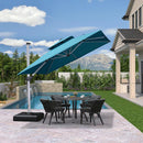 【Outdoor Idea】PURPLE LEAF Double Top Cantilever Umbrella, Outdoor Patio Umbrella with Base, Turquoise Blue - Purple Leaf Garden