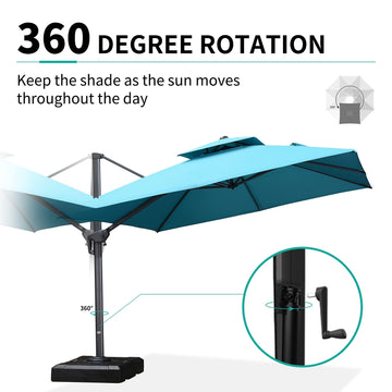 Turquoise Cantilever Patio Umbrella | Double-Top w/Base Turquoise Cantilever Patio Umbrella | Double-Top w/Base