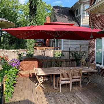 Premium Red Outdoor Patio Umbrella with Base | PURPLE LEAF Premium Red Outdoor Patio Umbrella with Base | PURPLE LEAF