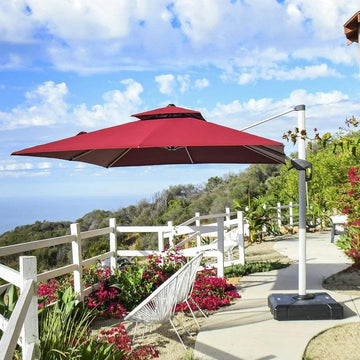 Double-Top Cantilever Patio Umbrella with Base