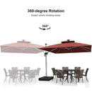 【Outdoor Idea】PURPLE LEAF Double Top Outdoor Patio Umbrella with Light, LED Cantilever Umbrella with Base - Purple Leaf Garden