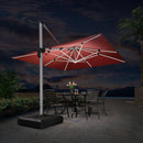 【Outdoor Idea】PURPLE LEAF Double Top Outdoor Patio Umbrella with Light, LED Cantilever Umbrella with Base - Purple Leaf Garden