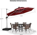 【Outdoor Idea】PURPLE LEAF Double Top Outdoor Patio Umbrella with Light, LED Cantilever Umbrella with Base - Purple Leaf Garden