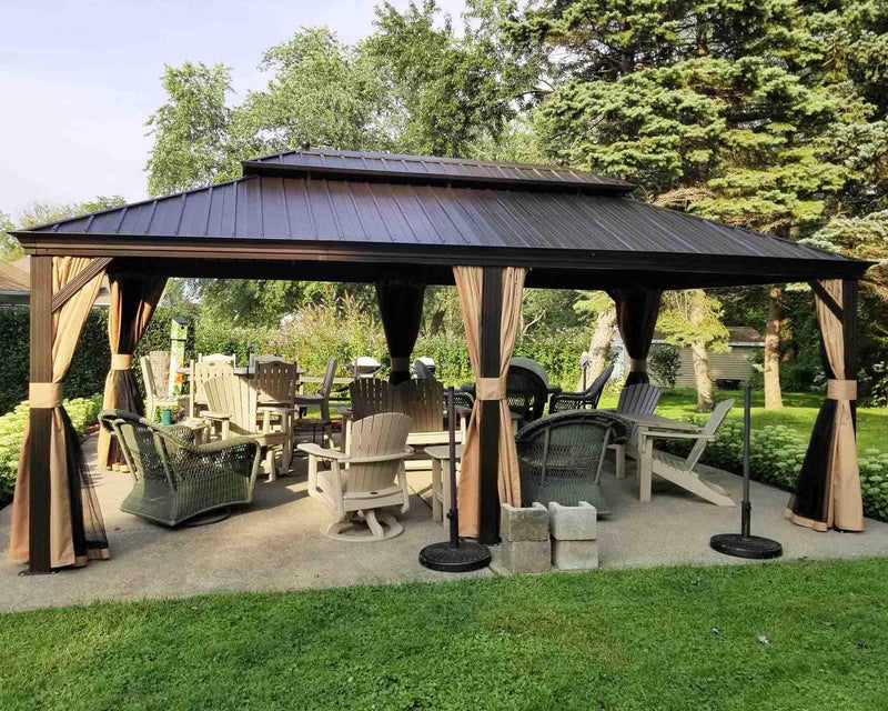 【Outdoor Idea】PURPLE LEAF Outdoor Gazebo with Bronze Aluminum Frame Dining Sets-Bundle sales - Purple Leaf Garden