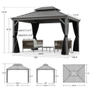 【Outdoor idea】PURPLE LEAF Patio Gazebo with Aluminum Frame Light Grey Dining Sets-Bundle sales - Purple Leaf Garden