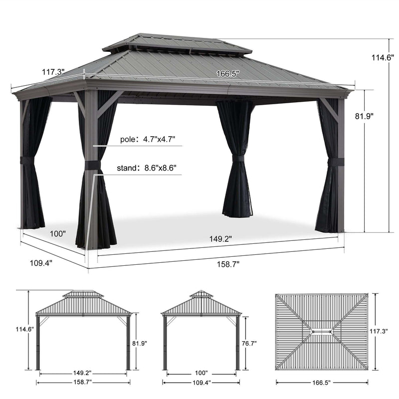 【Outdoor idea】PURPLE LEAF Patio Gazebo with Aluminum Frame Light Grey Dining Sets-Bundle sales - Purple Leaf Garden