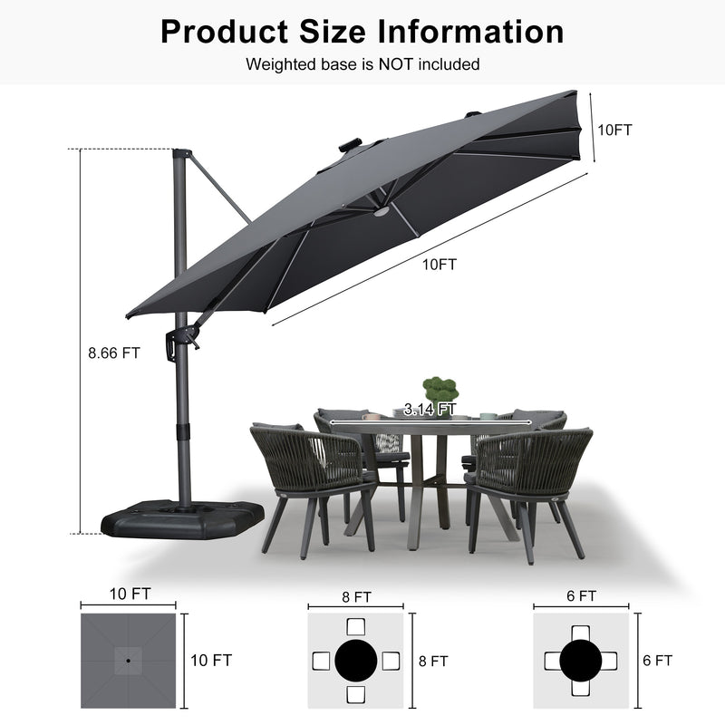 PURPLE LEAF LED Economical 10ft Patio Umbrellas Outdoor Umbrella with Lights