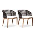 PURPLE LEAF 2 Pieces Outdoor Dining Chair All-Weather Wicker Aluminum Frame Patio Dining Chair for Lawn Garden Backyard Deck with Cushion Brown Armchair