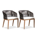PURPLE LEAF 2 Pieces Outdoor Dining Chair All-Weather Wicker Aluminum Frame Patio Dining Chair for Lawn Garden Backyard Deck with Cushion Brown Armchair