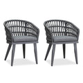 PURPLE LEAF 2 Pieces Patio Dining Chair All-Weather Rattan Outdoor Dining Chair Set with Aluminum Frame for Garden Backyard Deck